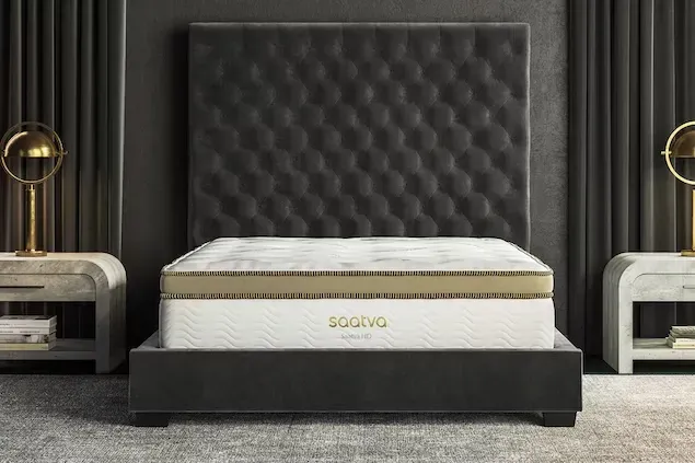 saatva hd mattress on bed