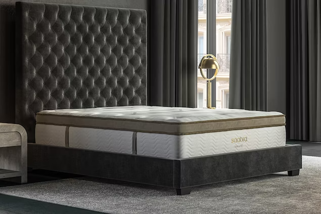 saatva hd mattress on bed